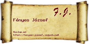 Fényes József névjegykártya